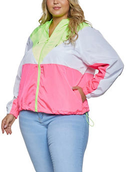 plus size windbreaker with hood