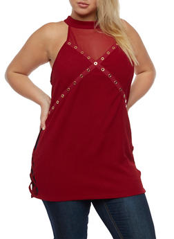 choker neck top plus size