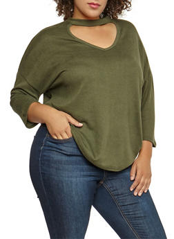 choker neck top plus size