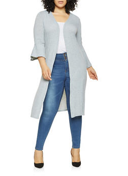 Plus Size Bell Sleeve Duster 3912038343163 Plus Size Bell Sleeve Duster 3912038343163