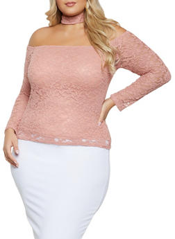 pink lace plus size top