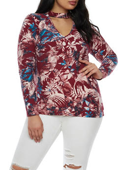 choker neck top plus size