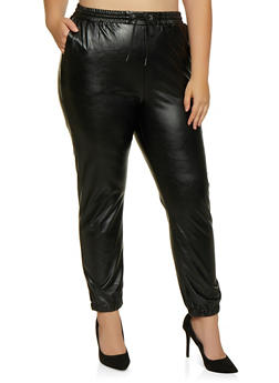 plus size leather jogger pants