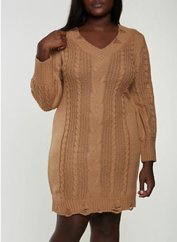 plus size cream sweater dress