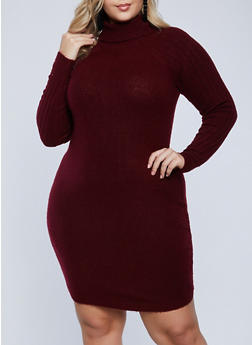 plus size burgundy sweater dress