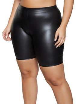 plus size leather biker shorts