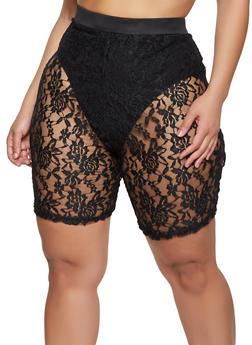 plus size lace biker shorts