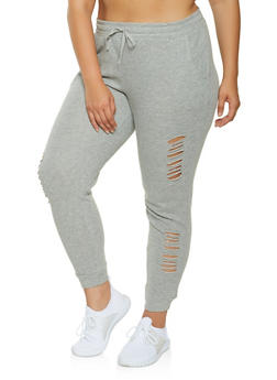 plus size distressed joggers