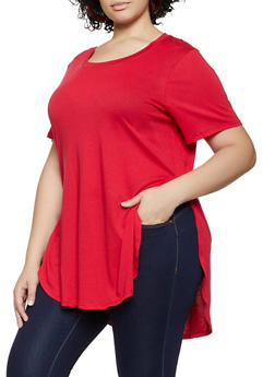 red evening tops plus size