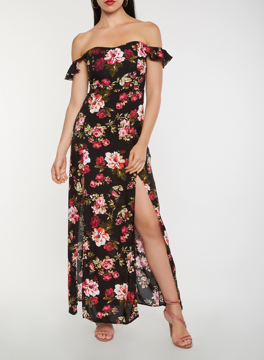 Floral Off the Shoulder Maxi Dress