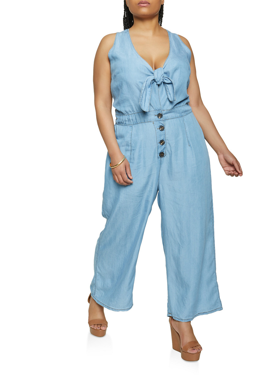 denim plus size jumpsuit