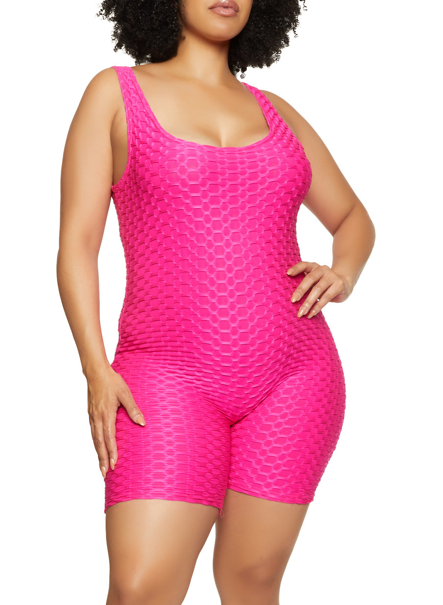 Plus Size Textured Knit Romper