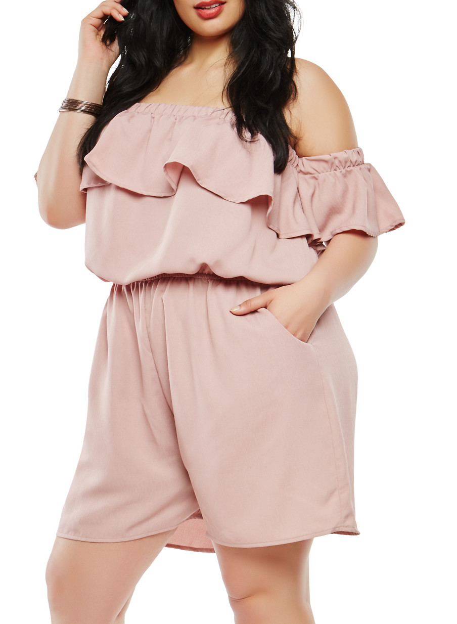 Plus Size Off the Shoulder Romper