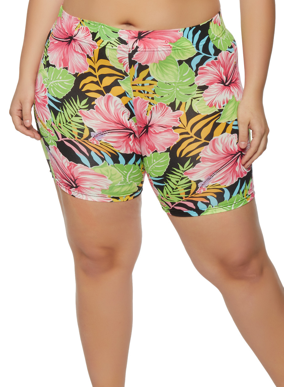 plus size printed shorts