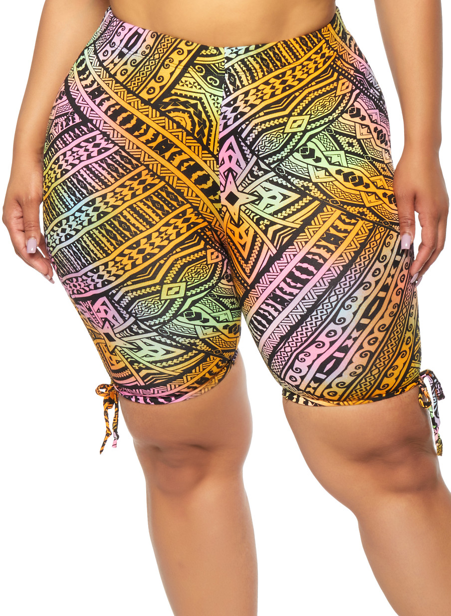 plus size printed shorts