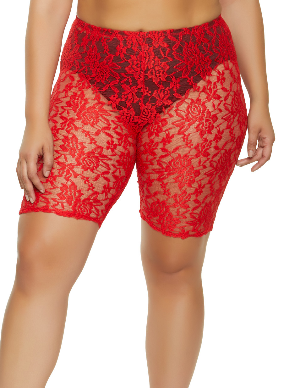 plus size lace biker shorts