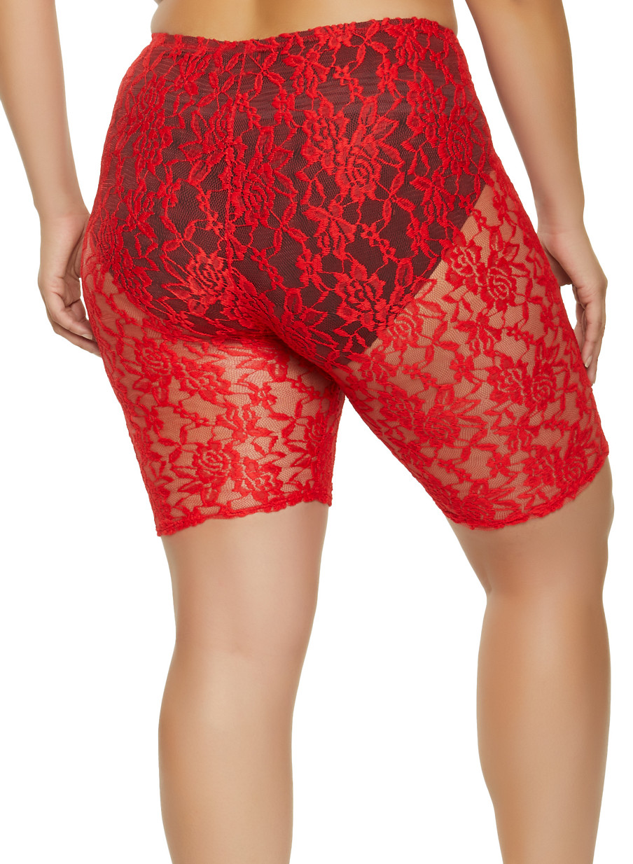 red lace biker shorts