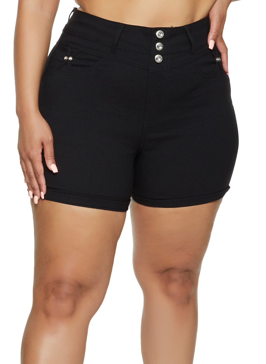 3 button high waisted shorts