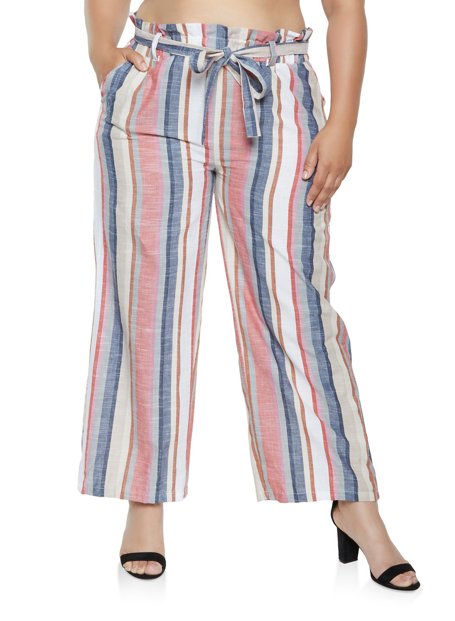 plus size striped pants