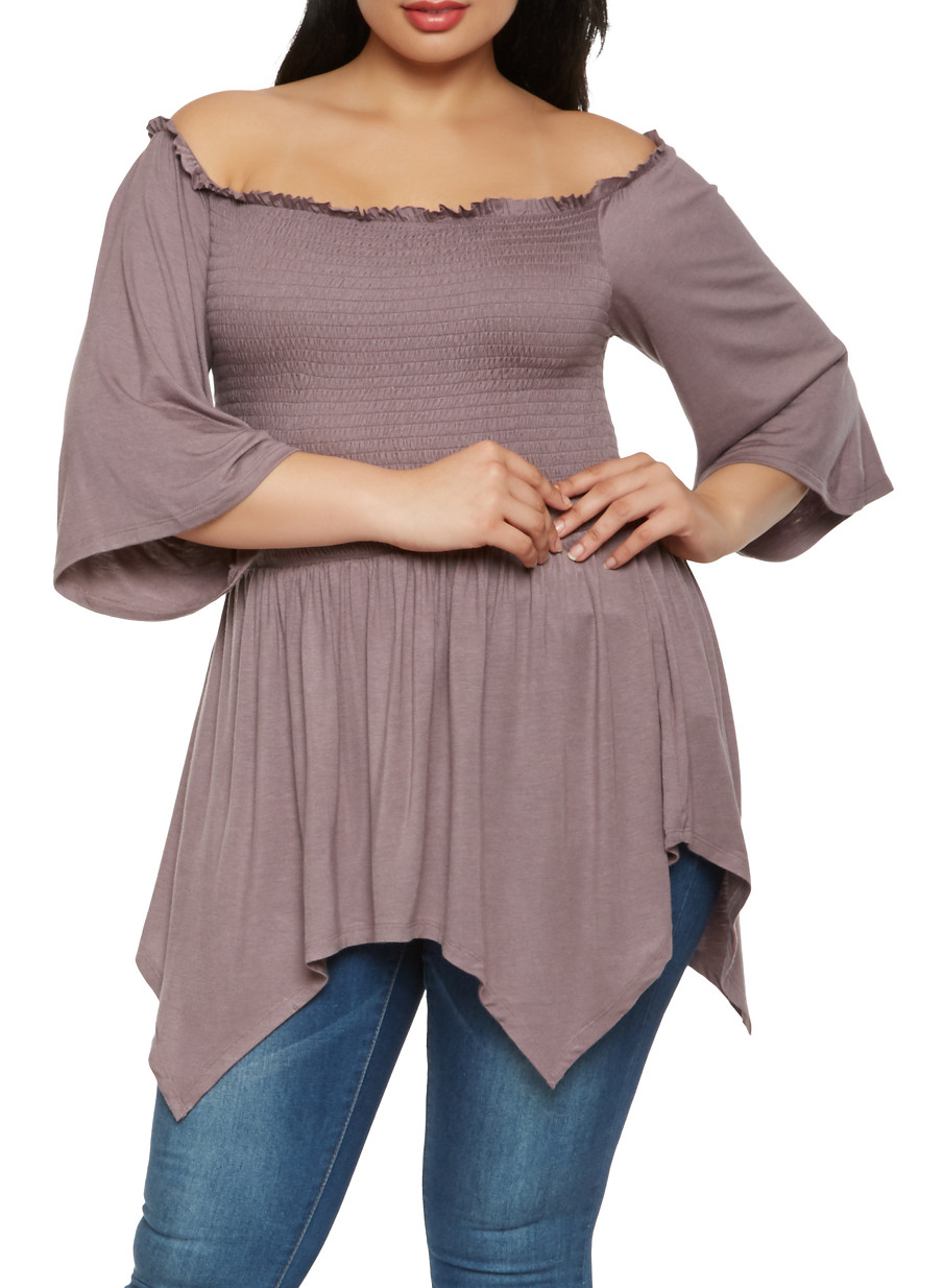 Plus Size Off the Shoulder Smocked Top