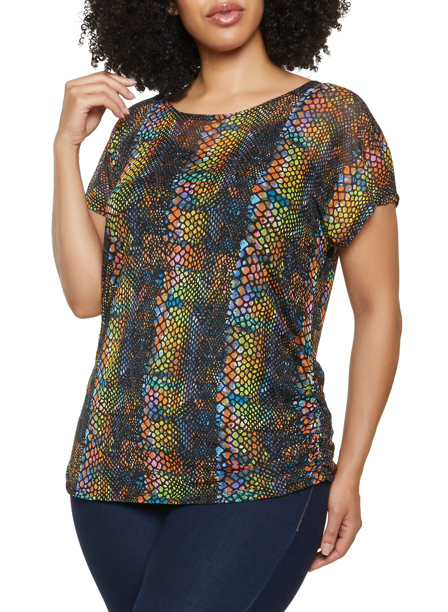 plus size snake print top