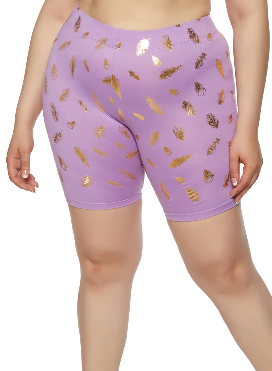 plus size purple biker shorts