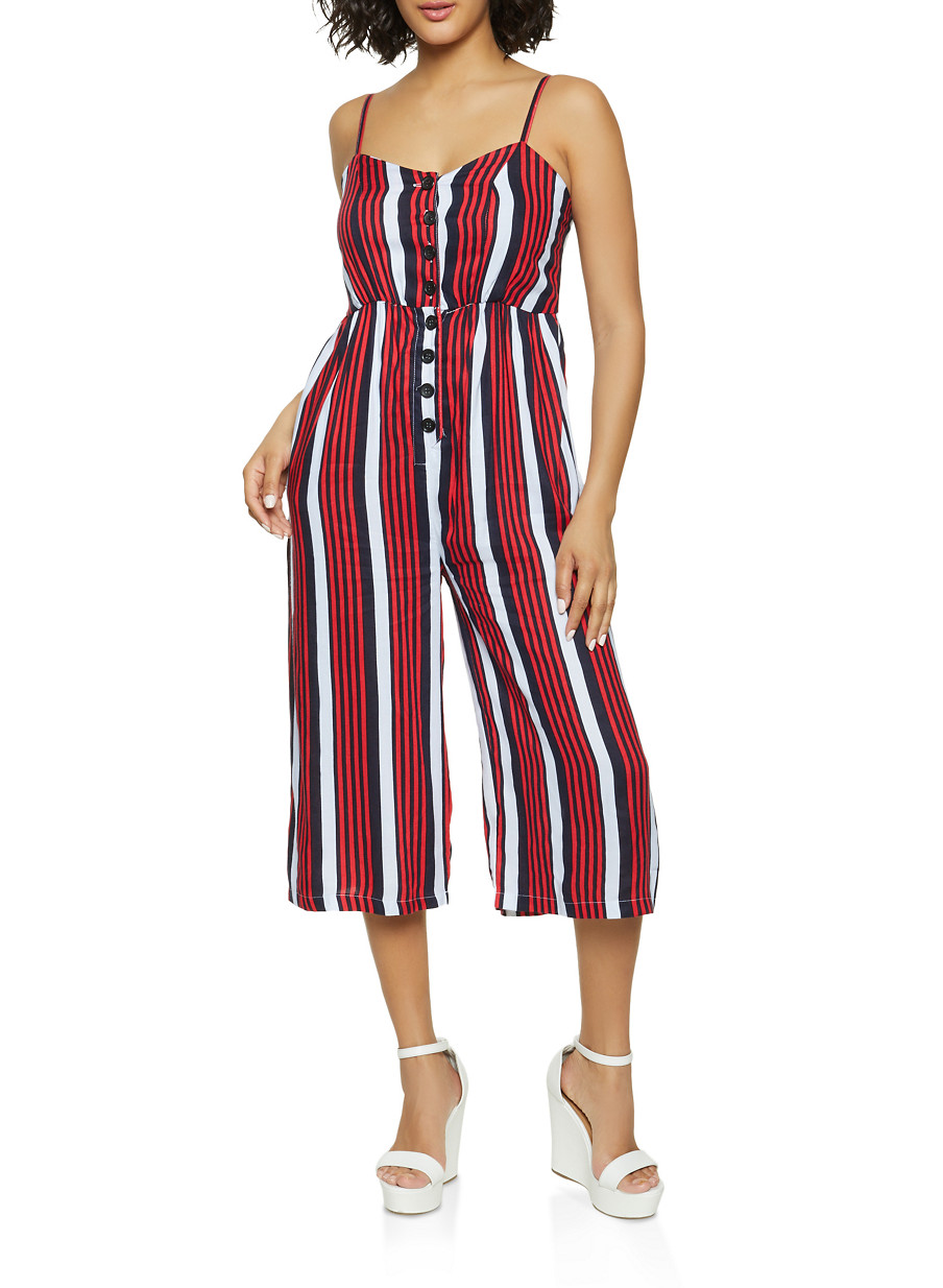 striped cropped jumpsuit