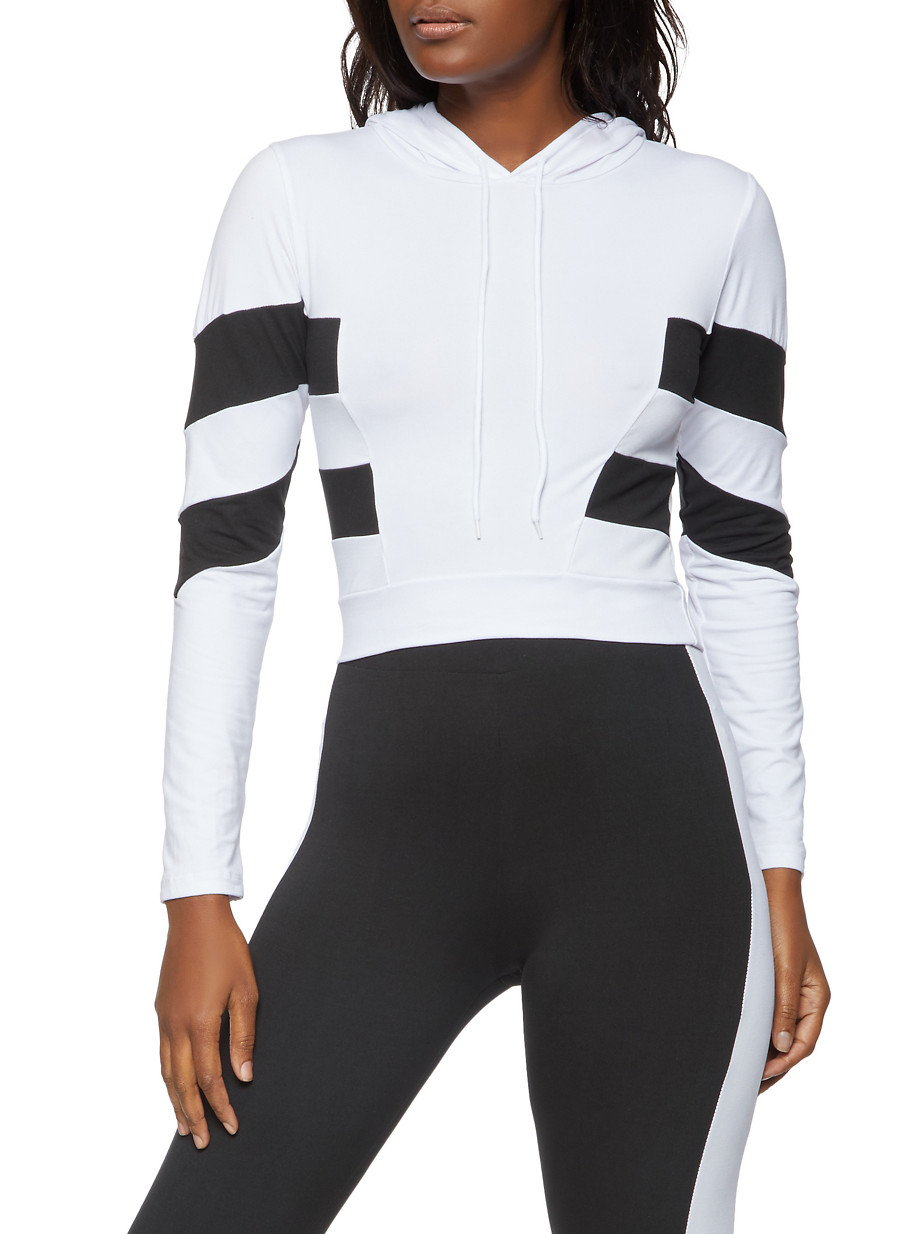 white hooded crop top