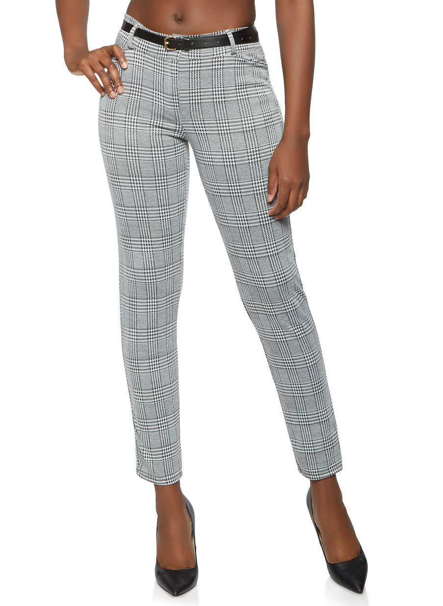 plaid pants skinny womens