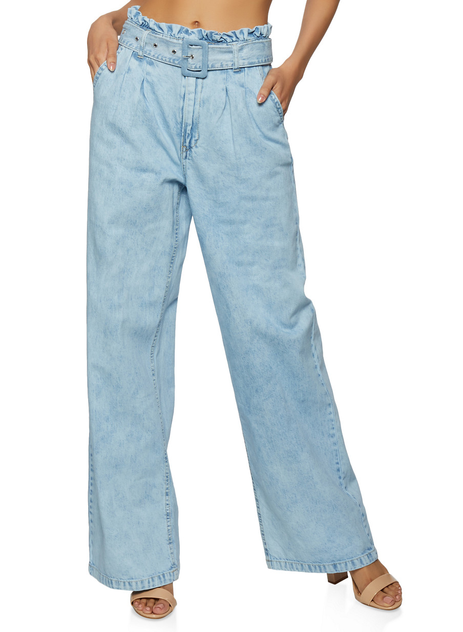 wide elastic waist jeans
