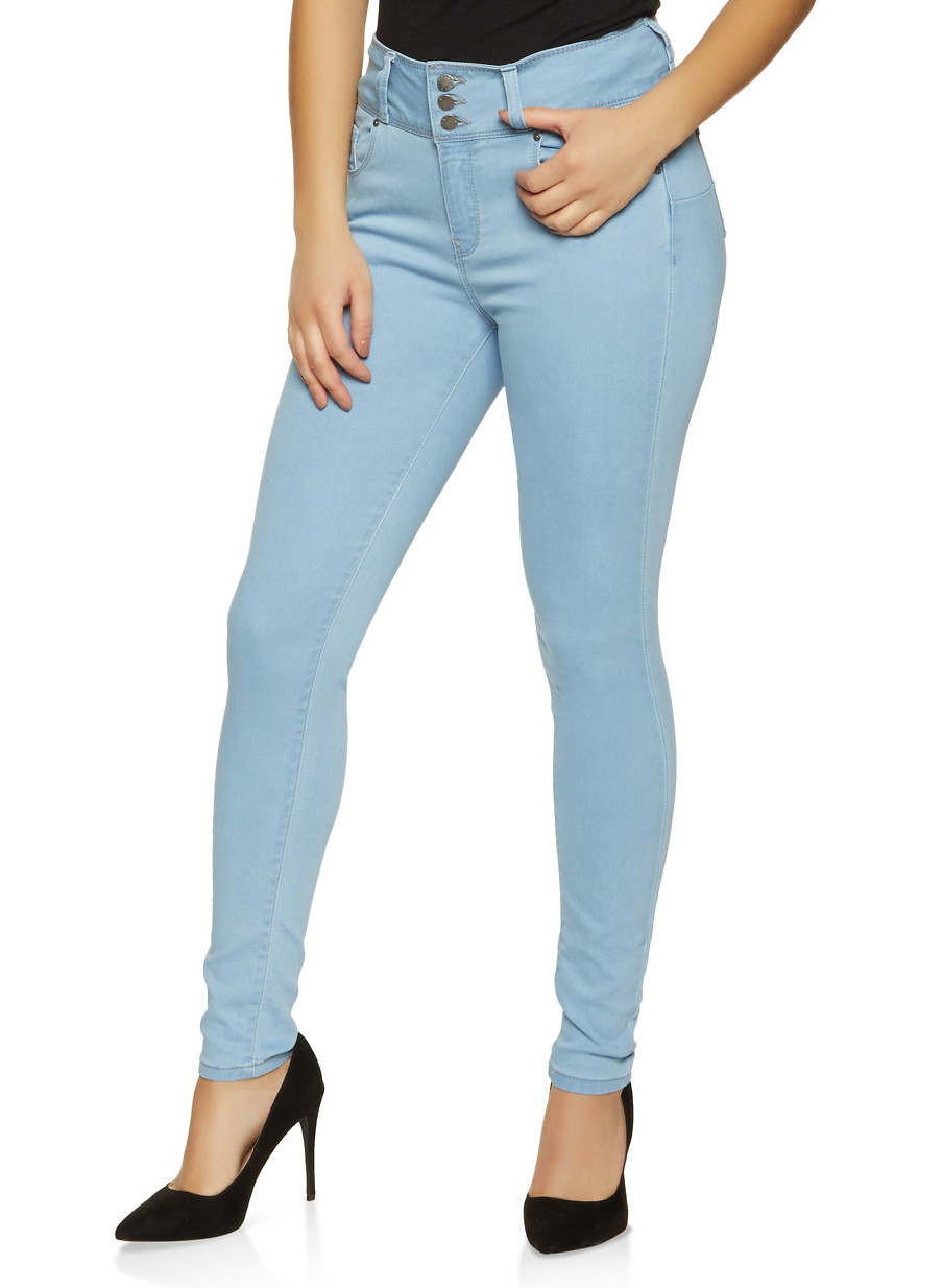 high rise 3 button jeans