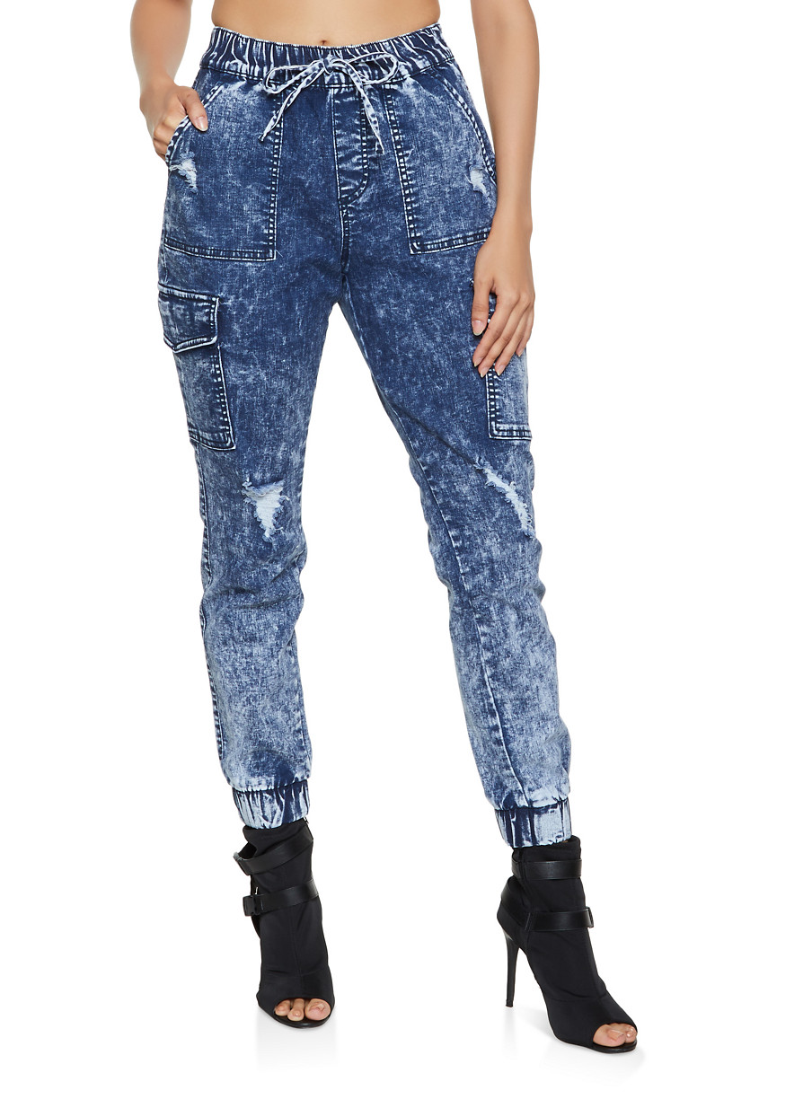 acid wash cargo jeans