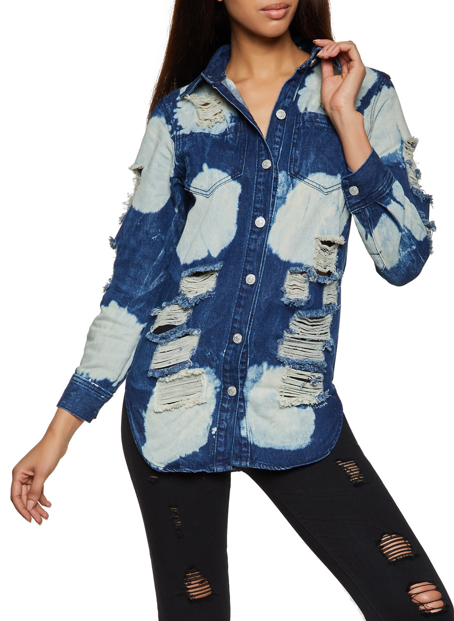 distressed denim shirt womens