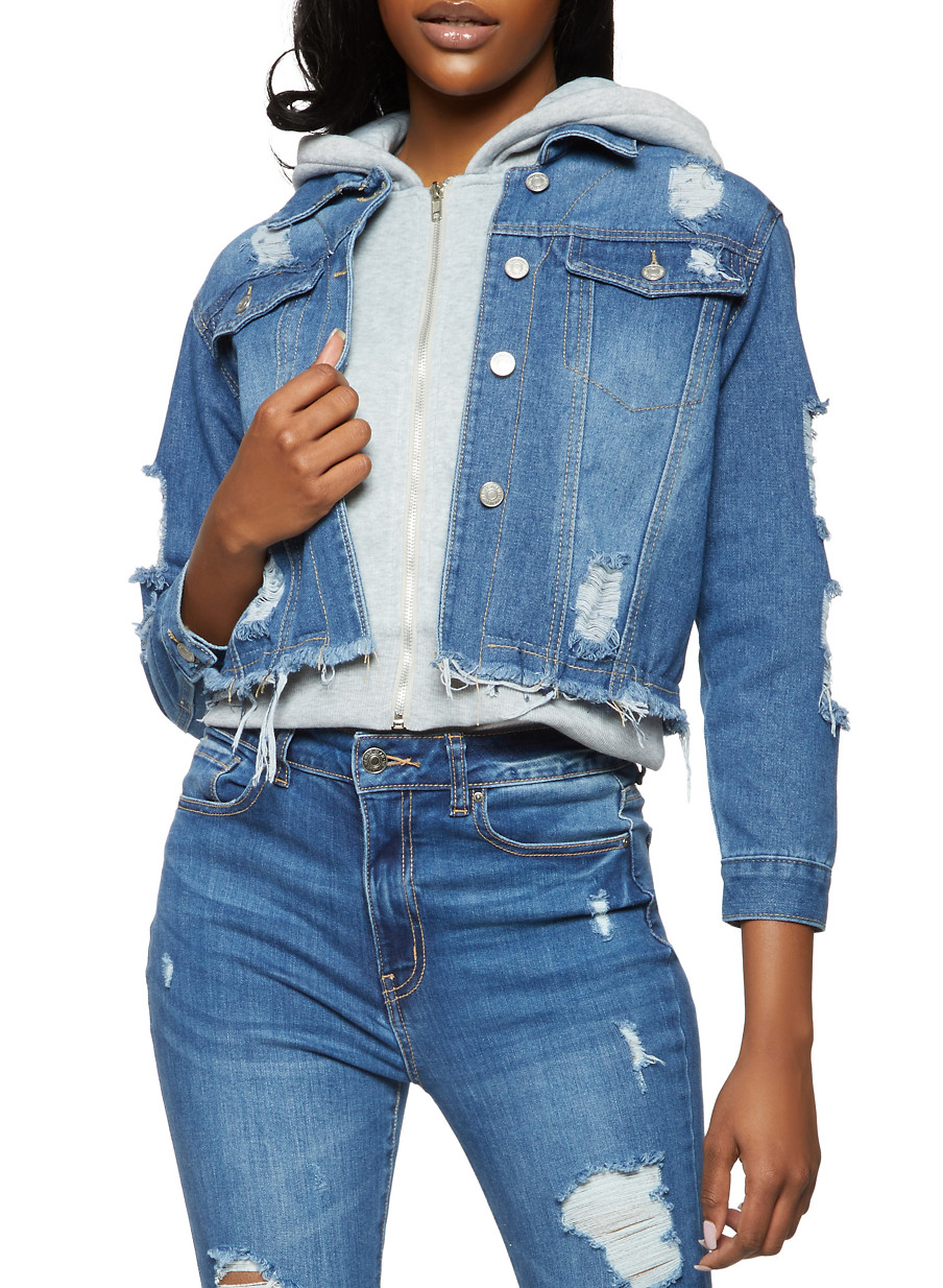 jean jackets with sweatshirt sleeves