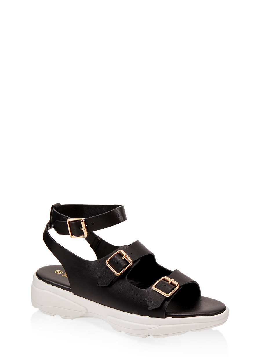 triple buckle sandals