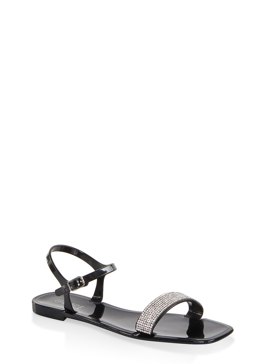 single strap black sandals