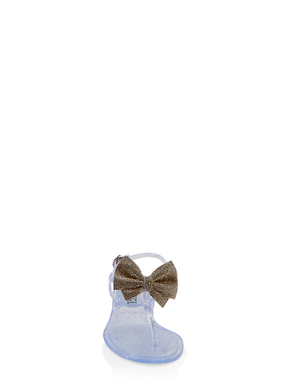 rhinestone bow jelly sandals