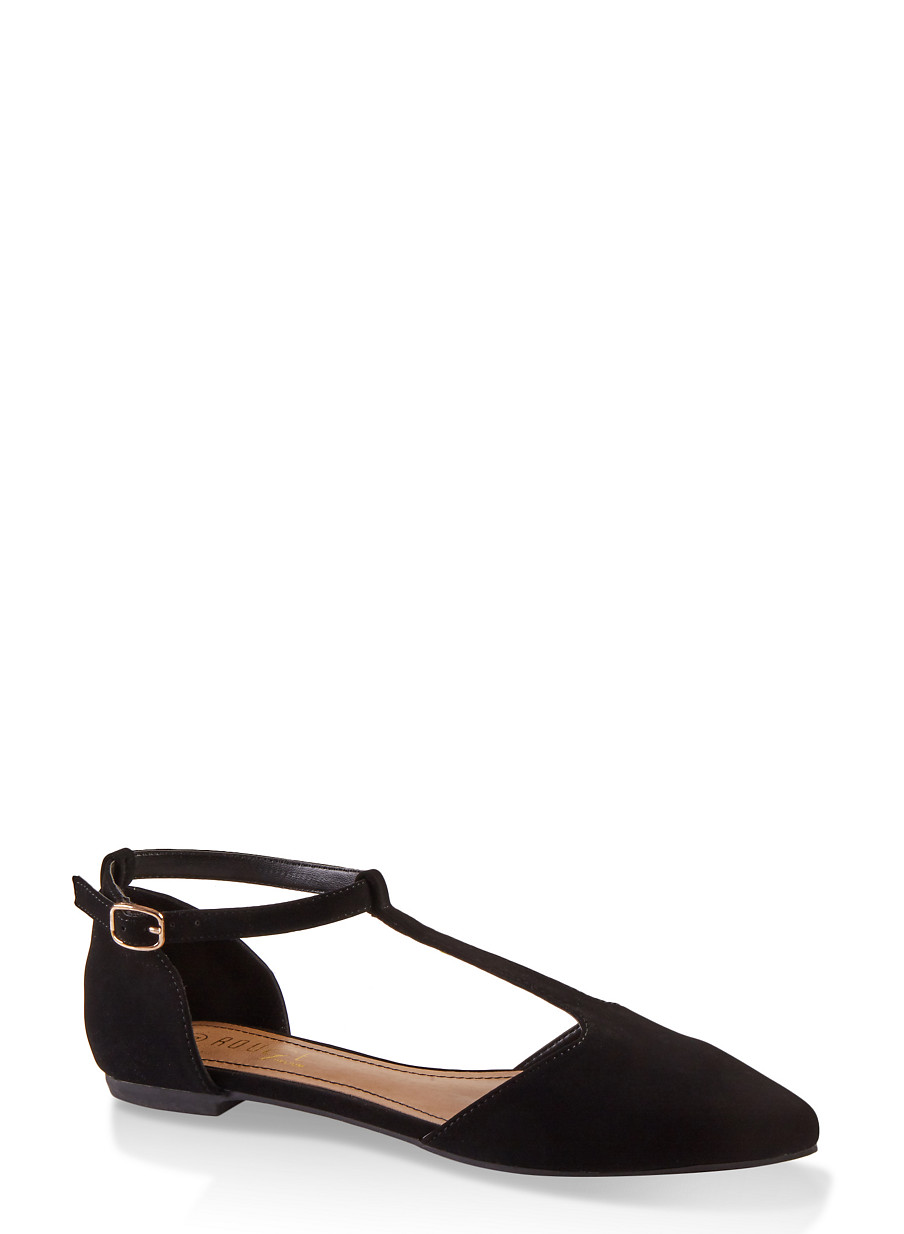 t strap pointed toe flats