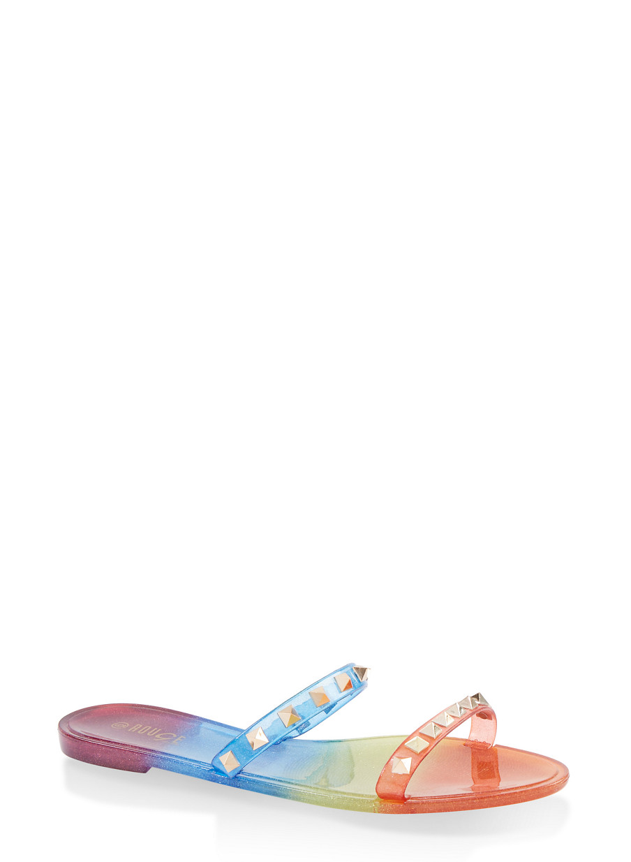 white two band sandals