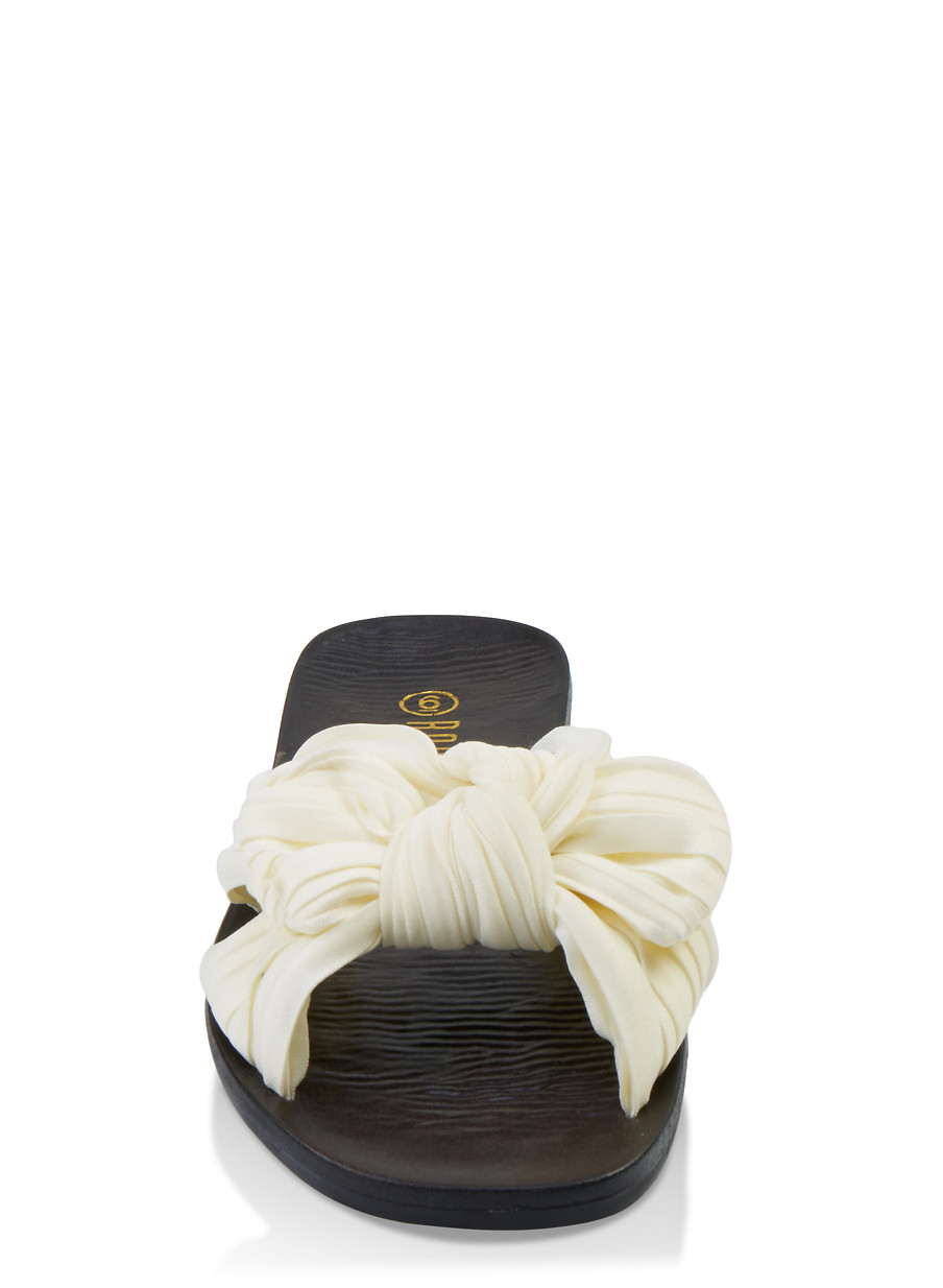 knotted bow slide sandals