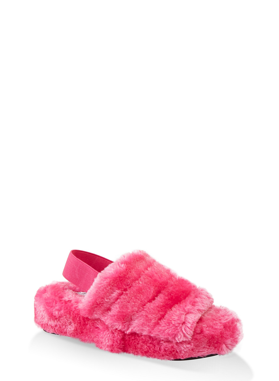 fur slingback sandals