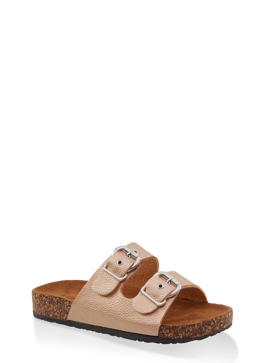 arizona double buckle slide sandals