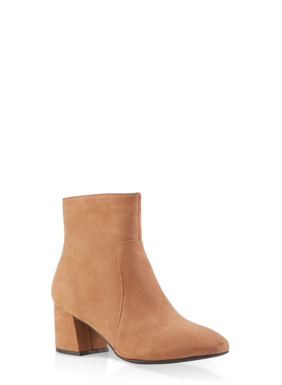 Side Zip Block Heel Booties