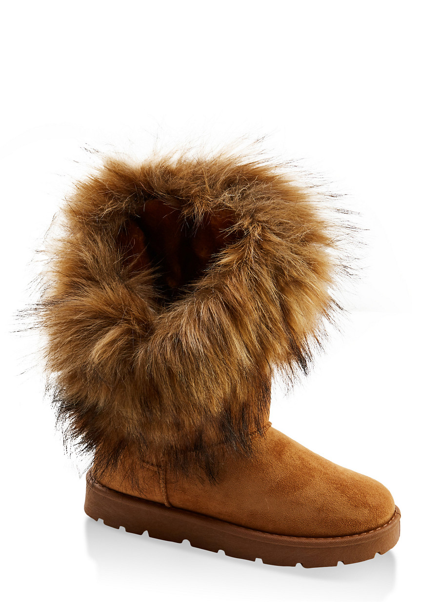 all over faux fur boots