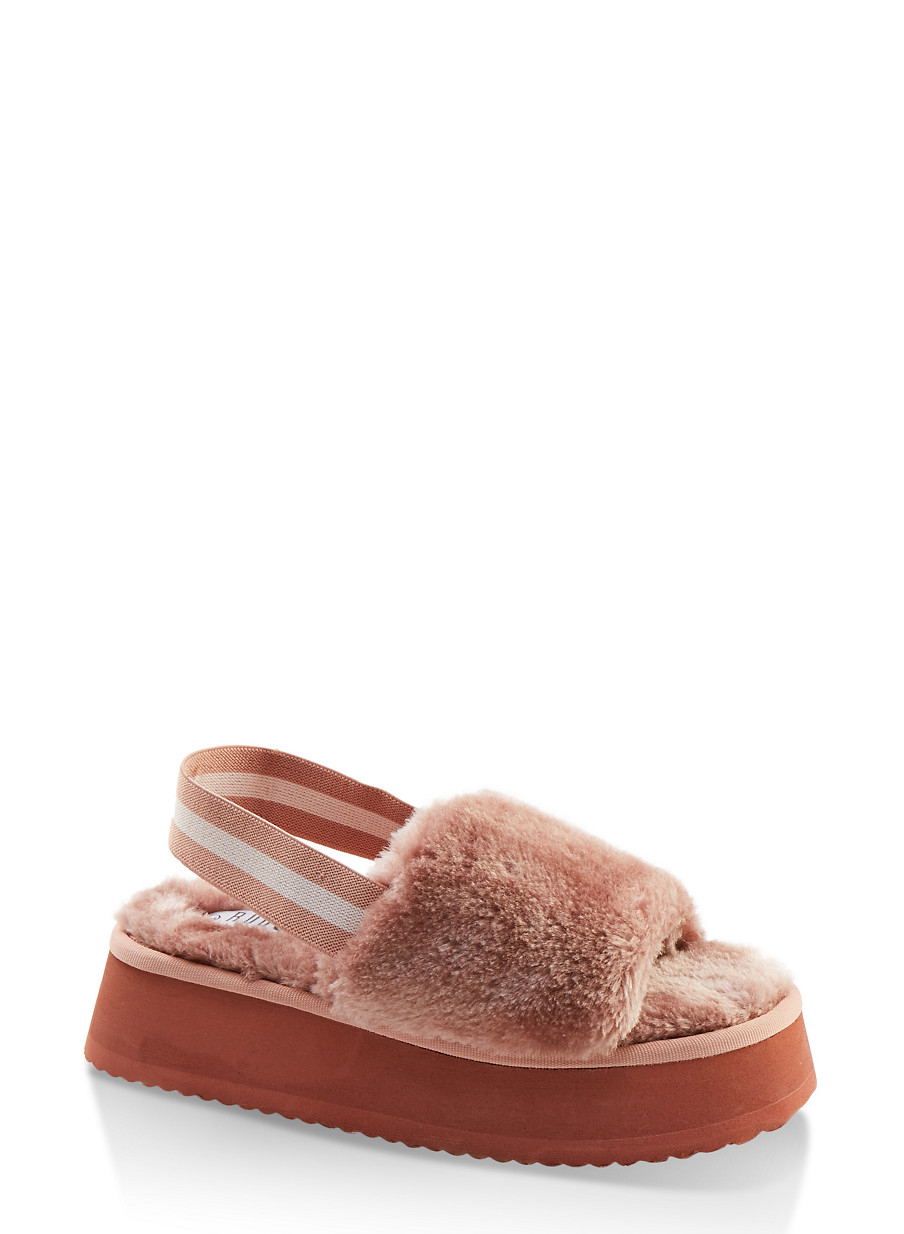 fur platform sandals