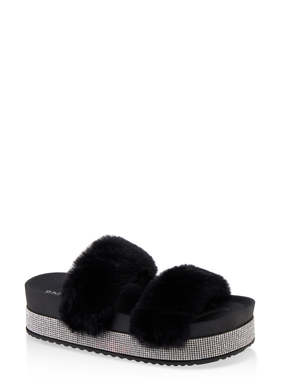 rhinestone platform slides