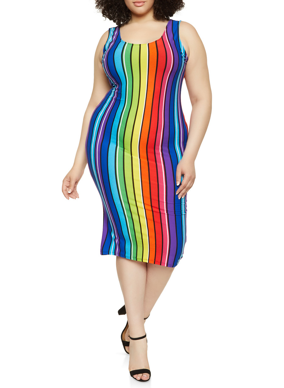 rainbow bodycon dress