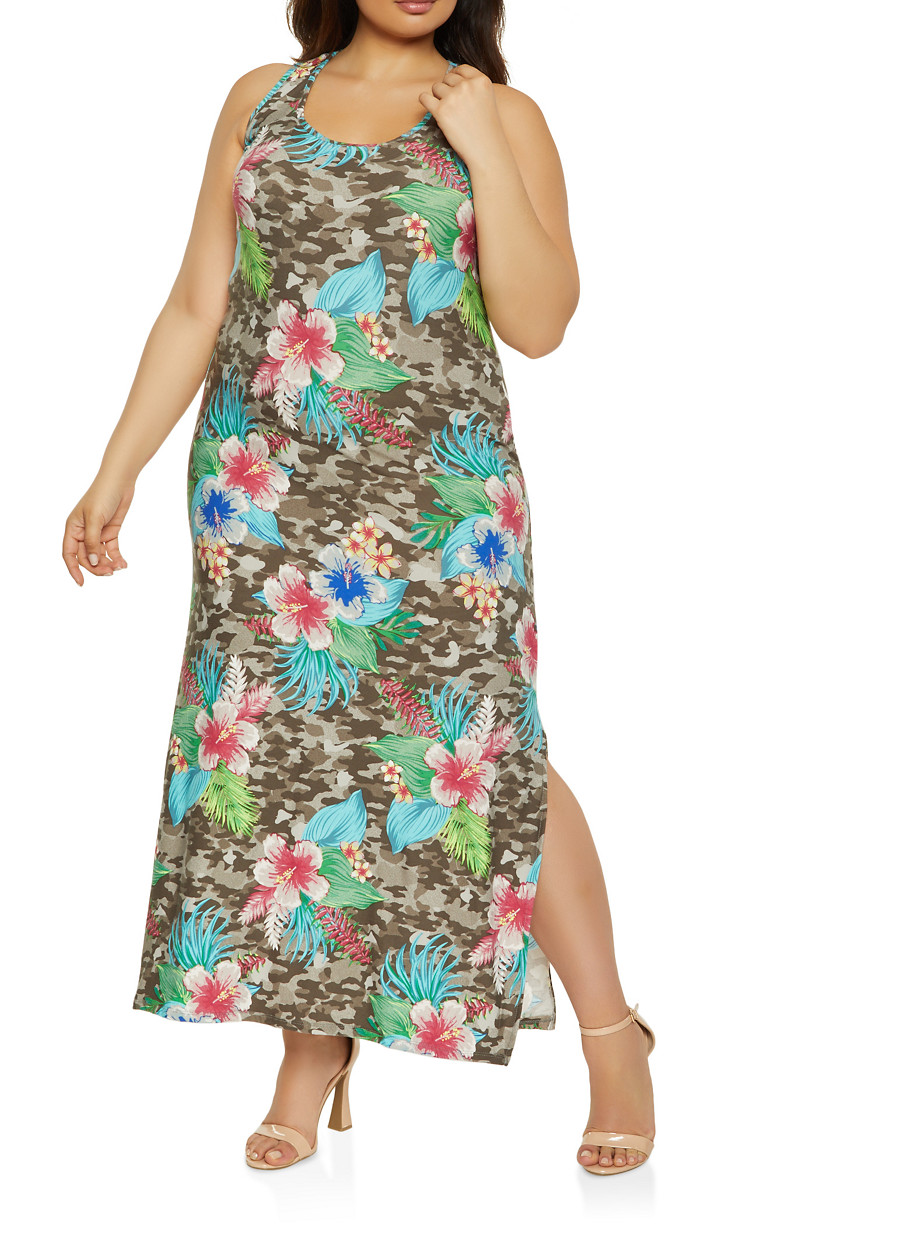 plus size camo maxi dress