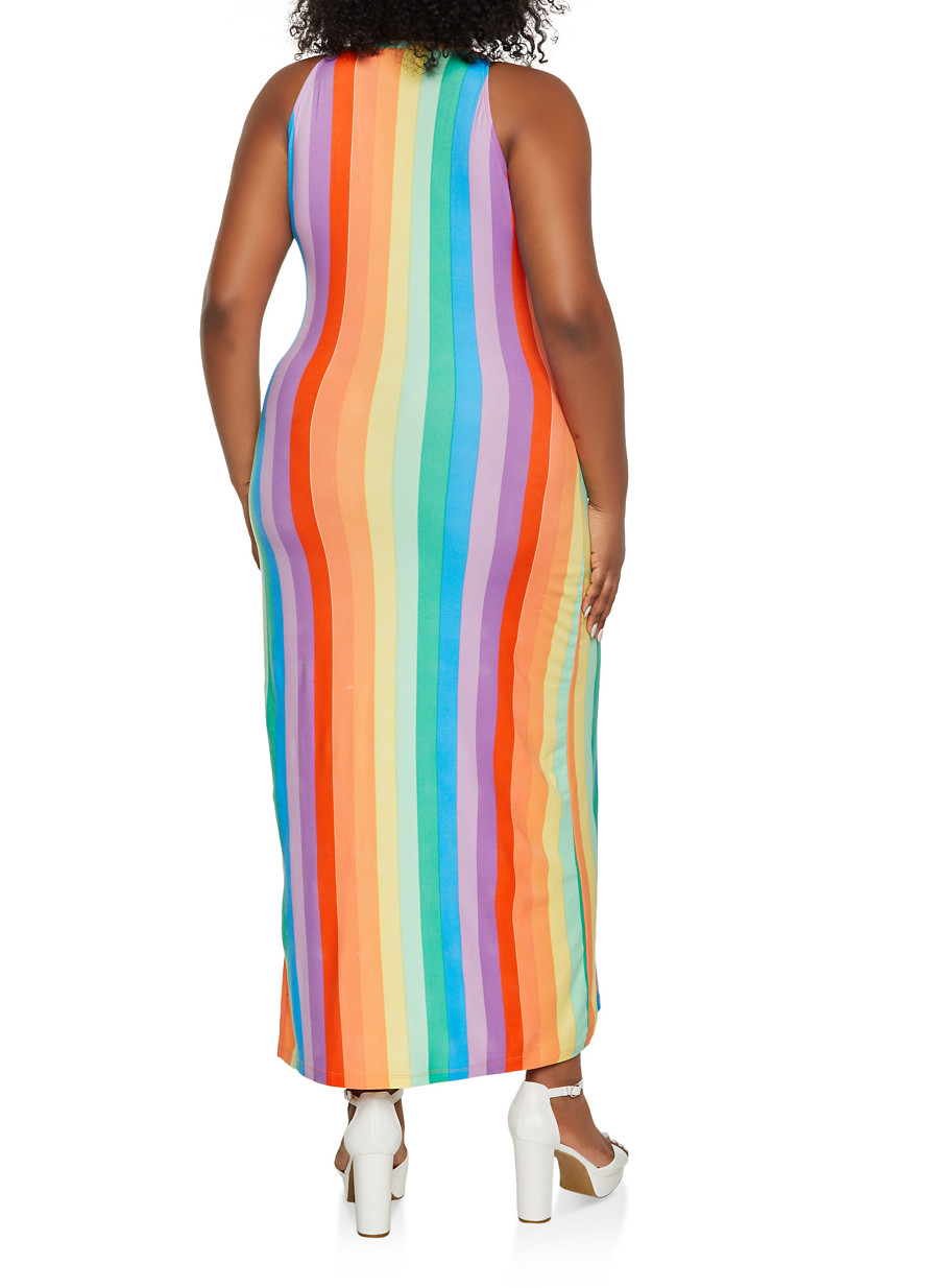 vertical stripe maxi dress