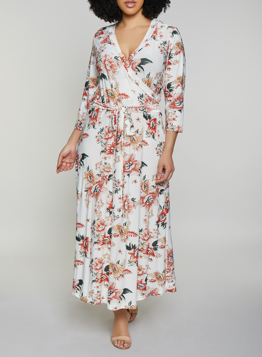 plus size faux wrap maxi dress